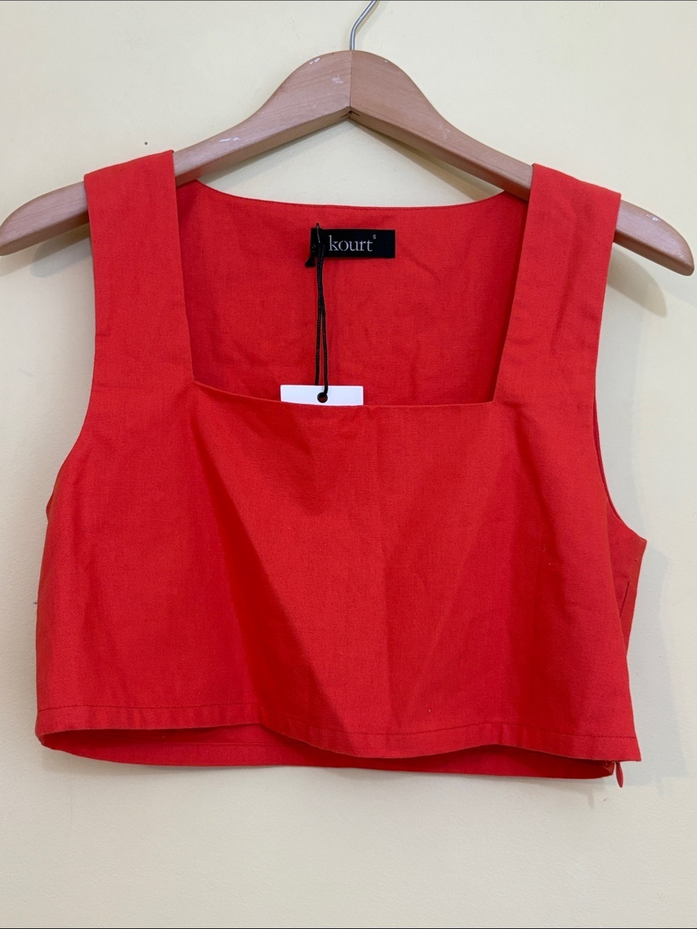 kourt | NWT Sabal Orange Linen Blend Square Neck Side Zip Sleeveless Crop Top S